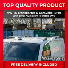 FITS VW T6 TRANSPORTER 15 19 SILVER ALUMINIUM SWB ROOF RAILS BARS RACK NO DRILL