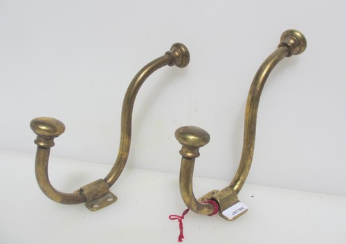 Large antique brass hooks old - hooks,