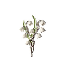 Silver Finish Lily Of The Valley White Flower Brooch