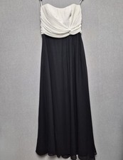 Debut Strapless Gown Size 14 White Black Tie Chiffon Formal Event Party Ball NYE