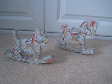 2 x decopatch decoupage mache rocking horse and rocking dog  Hobbycraft craft