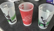 Cricket  3 x Pint Plastic Cups/Glasses 