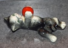 Goebel Novelty Tabby Cat with red Ball ceramic ornament West Germany -1964 10cms