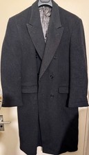 Vintage Cecil Gee Gent's Black Wool And Cashmere Overcoat Circa 1970 40 Long