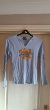 Harley Davidson Ladies T Shirt with Design On Front and Sleeves Size L
