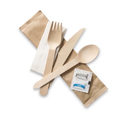 Wrapped wooden cutlery - wooden,