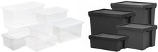 Heavy Duty Plastic Container Clear and Recycled Storage Boxes With Lids Black UK