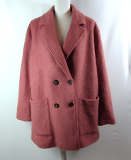 H&M Dusty Pink Boucle Coat, Lined, Double Breasted, Wool Blend - Size L