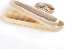 2X Baguettes Bread Proving Basket, Size 38x9x5cm Hold 400g Dough,Rattan Banneto