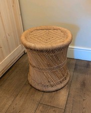 Vintage cane bamboo side table - vintage,