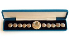 Beautiful antique Japanese Satsuma ceramic Buttons 1 large and 10 small