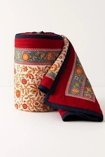 REVERSIBLE BLOCK PRINT COTTON QUILT - LARGE FLOWER WHITE/RED