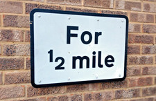 Genuine Old Retired Aluminium Road Sign 1/2 MILE  industrial.
