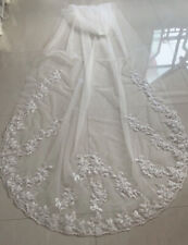 Bridal Cathedral 300cm Veil 1 Layer luxury Floral Lace Edge With Comb Soft Tulle