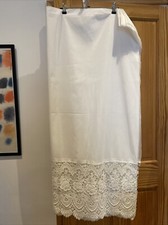 Net Curtain With Guipure Lace 114 cm Drop and 8 m Width . Cream / Off White.