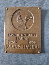 Super Vintage Franz Haniel Bronze Plaque With Lovely Cockerel Motif To Rear