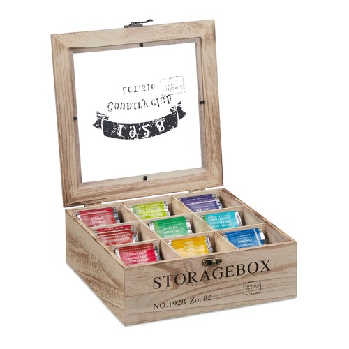 Tea box compartments natural - tea,