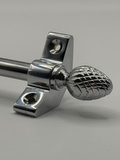 Set of 13 | Stair Carpet Rods | Pine Finial - Chrome | Runners Up To 70cm