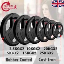 Weight Plates Set Pair Cast Iron 2" Hole Disc Dumbbell Olympic Barbell Weights