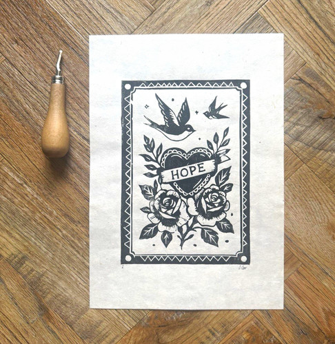 Hope lino print - lino,