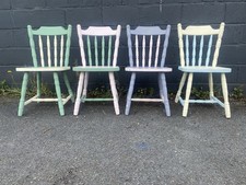 4 FOUR PAINTED WOOD WOODEN KITCHEN DINING CHAIRS ~ COUNTRY FARMHOUSE SHABBY CHIC