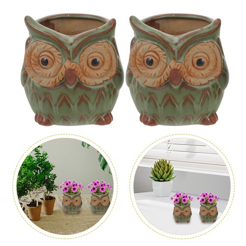 2pcs ceramic owl shape - ceramic, planter