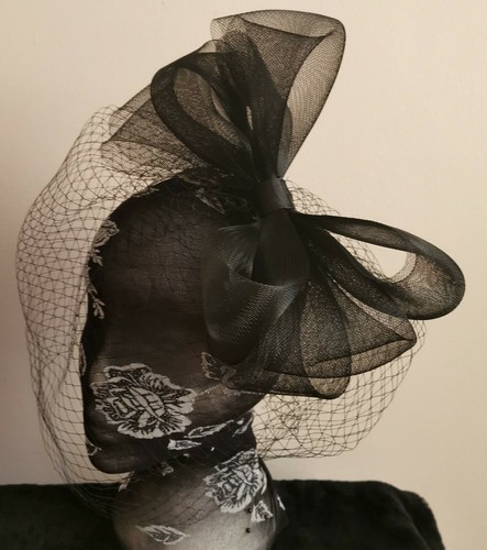 Black veil fascinator - veil,