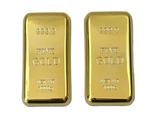 Gold bar paperweight - gold, fake