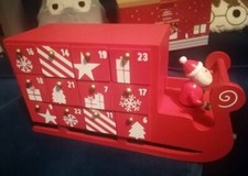 Hand Painted Santa Sleigh Red