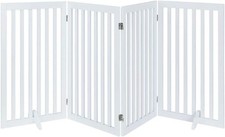 Freestanding Tall Dog Gate, Foldable Pet Fence (91cm H, 4Panels, White)