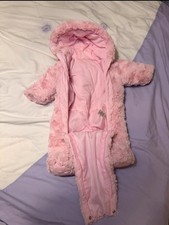 Pink faux fur baby pram suit /