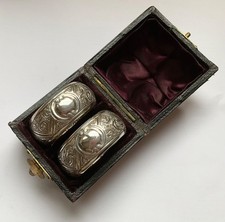 Pair Of Boxed Victorian Silver Napkin Rings 1892