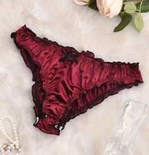 Ladies burgundy Satin Frilly
