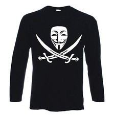 Anonymous Piracy T-Shirt - Guy Fawkes Mask V for Vendetta Disobey Hacker
