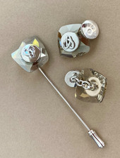 Boxed SWAROVSKI Men's Cufflinks & Tie Pin Set - Knot Motif - Vintage c. 2000