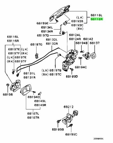 Handle door outside - outside,, rh