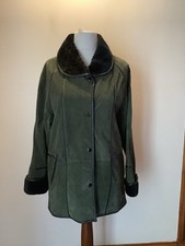 Vintage Jacket by  Claire Neuville Green UK12 Suede with Faux Fur Collar& Cuffs