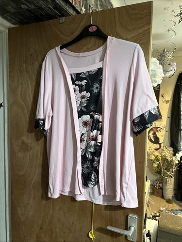 Ladies pink black flowered - ladies, pink/black