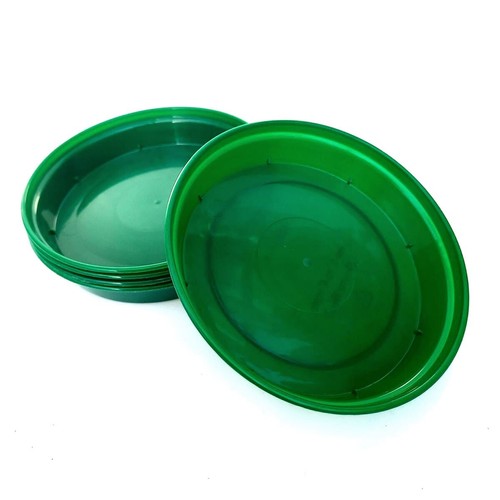 Green plant pot saucers round - green,