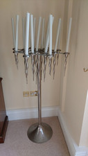 Floor Candelabra Large Silver Metal Designer Piece . Pristine