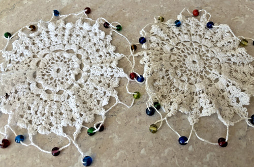 Two vintage white cotton hand - vintage,