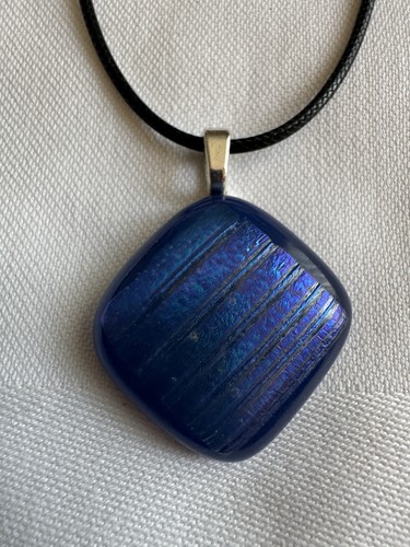 Dichroic blue pendant necklace - blue,