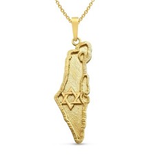 14K Gold Israel Map Necklace