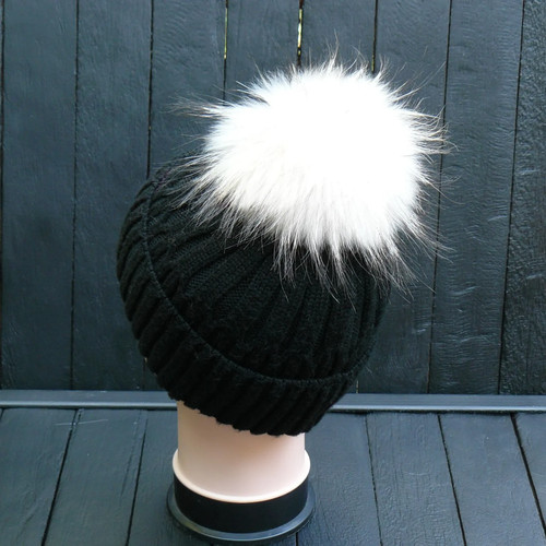 Cream real raccoon fur - raccoon, pompom