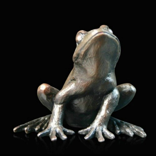 Frog alert bronze figurine - alert,