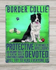 Vintage Border Collie metal sign, retro Dog Breed aluminium sign, gate door wall