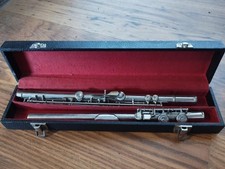 Silver plated flute in black red lined case Melody Maker foreign