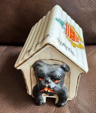 WILLOW ART CRESTED CHINA BULLDOG IN DOGHOUSE THE BLACK WATCH LONGTON