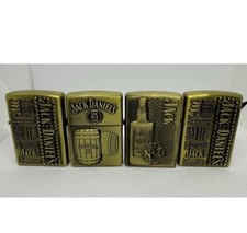 4 Jack Daniels Windproof Lighter Flint Ignition VIDE VERITY Gold Metal Petrol