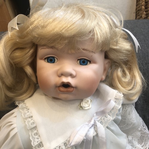 Big porcelain bisque doll - bisque,